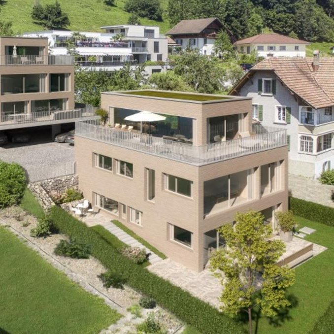 Neubau Einfamilienhäuser Visualisierung Neubau Einfamilienhäuser am Hang – Gebäudetechnik von SOS Gebäudetechnik GmbH